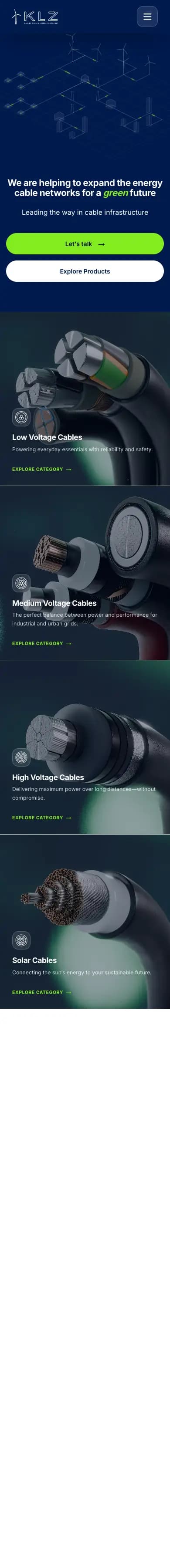 klz-cables.com auf einem Handy